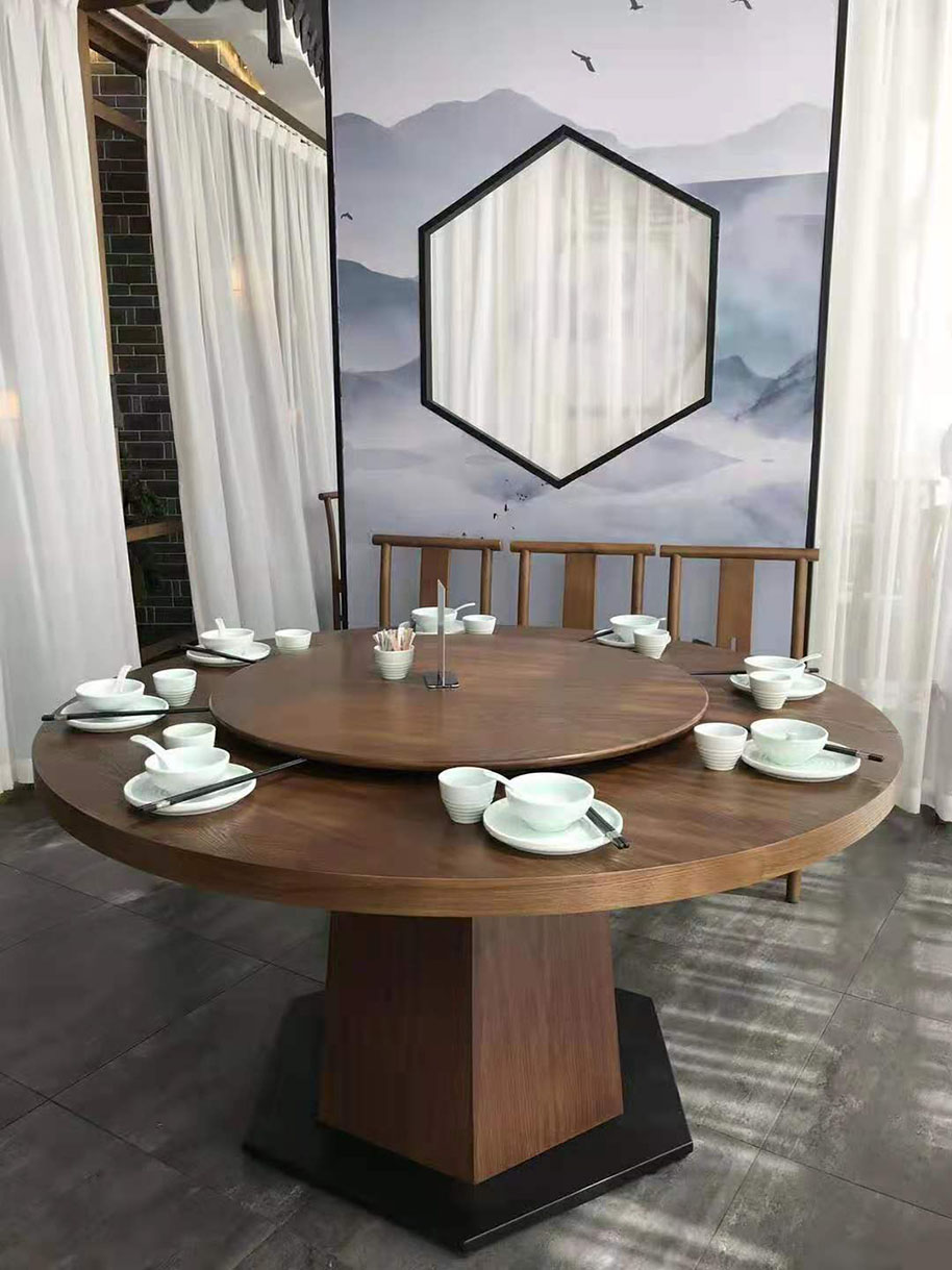 新客云樓實木轉盤圓桌