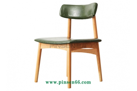 簡約實(shí)木皮革軟包飯店餐廳椅子