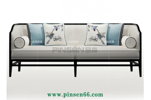 麗維拉新中式沙發(fā) 簡約現代中式創(chuàng)意布藝印花沙發(fā) 高背沙發(fā)椅家具