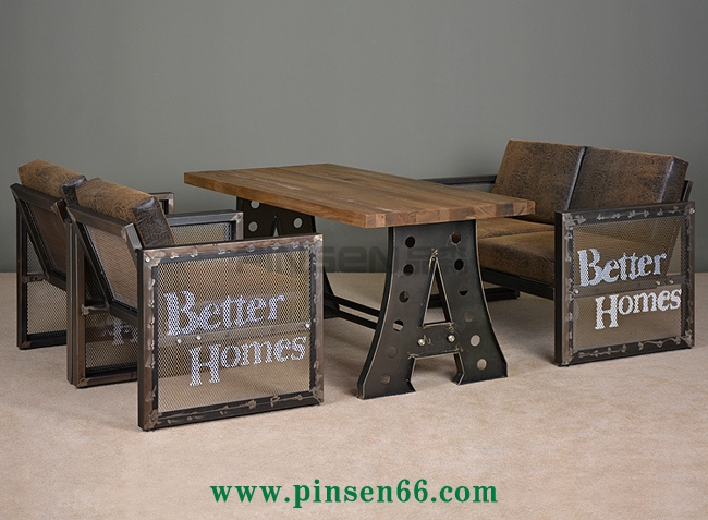 復(fù)古工業(yè)風(fēng)鐵藝沙發(fā)酒吧咖啡廳餐桌椅卡座沙發(fā) 復(fù)古工業(yè)風(fēng)鐵藝卡座沙發(fā)