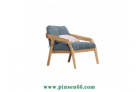 實木布藝軟包單人沙發(fā)卡座