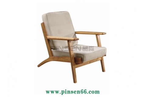 實木軟包休閑單人沙發(fā)咖啡廳椅子